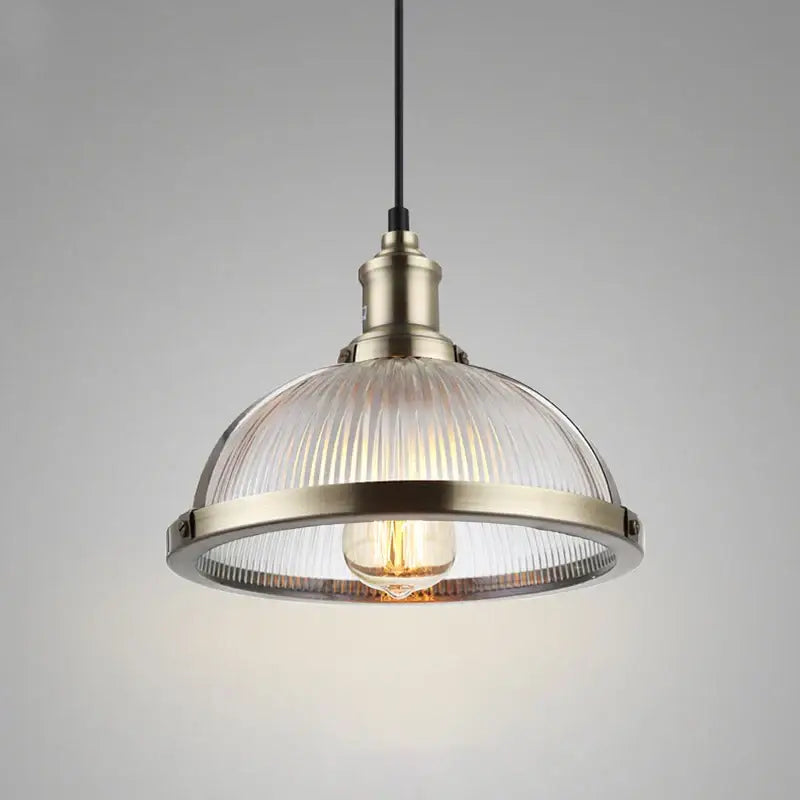 Industrial brushed nickel glass shade pendant light dining room