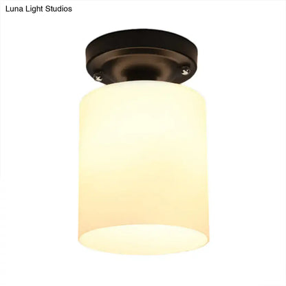 Industrial milky glass ceiling light bedroom bronze fixture