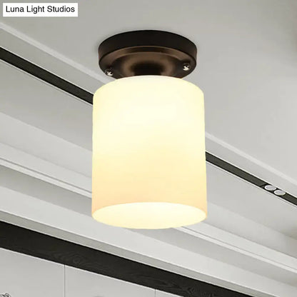Industrial milky glass ceiling light bedroom bronze fixture