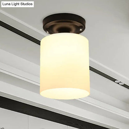 Industrial milky glass ceiling light bedroom bronze fixture