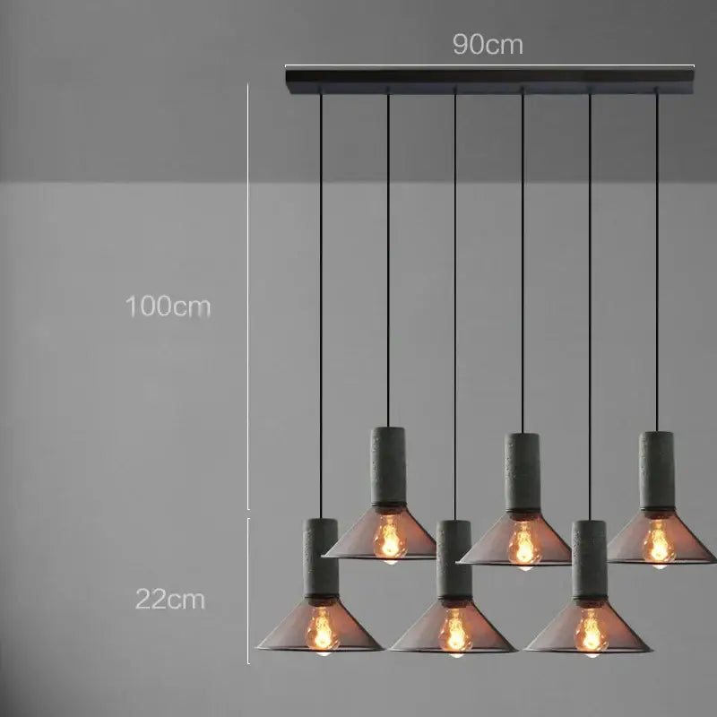 Industrial cement metal pendant light for dining room mesh shade