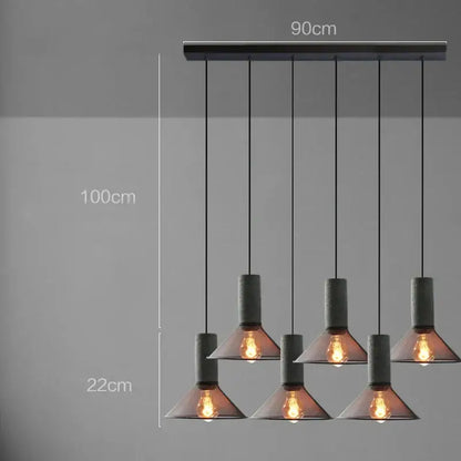 Industrial cement metal pendant light for dining room mesh shade