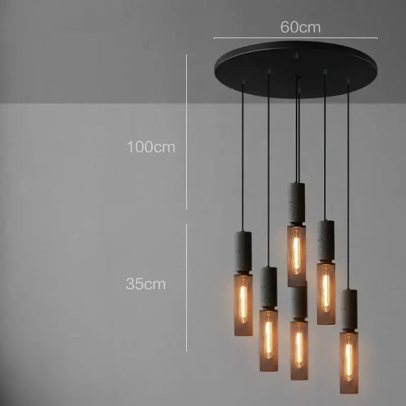 Industrial cement metal pendant light for dining room mesh shade