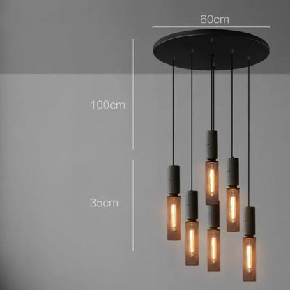 Industrial cement metal pendant light for dining room mesh shade