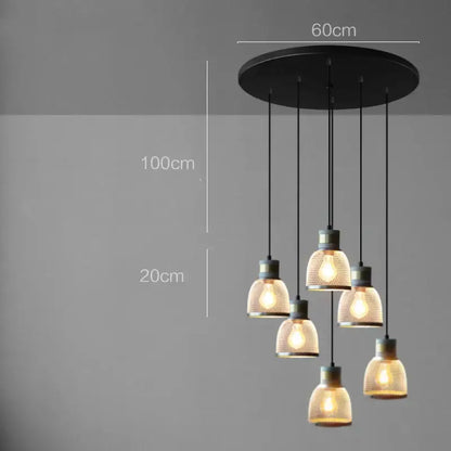 Industrial cement metal pendant light for dining room mesh shade