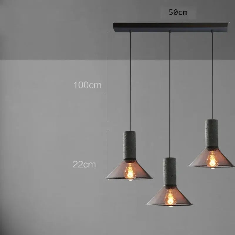 Industrial cement metal pendant light for dining room mesh shade