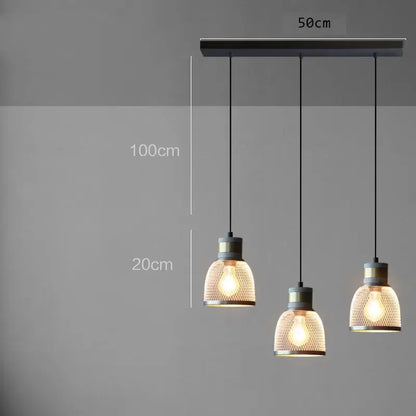 Industrial cement metal pendant light for dining room mesh shade