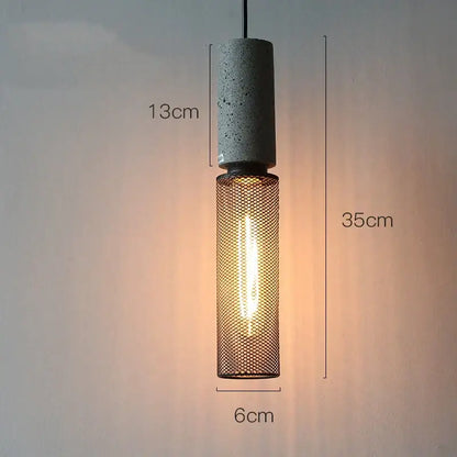 Industrial cement metal pendant light for dining room mesh shade