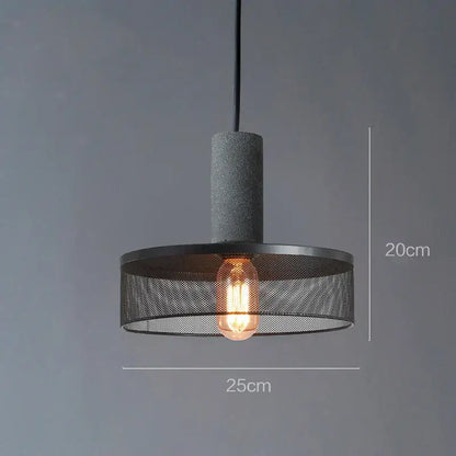 Industrial cement metal pendant light for dining room mesh shade