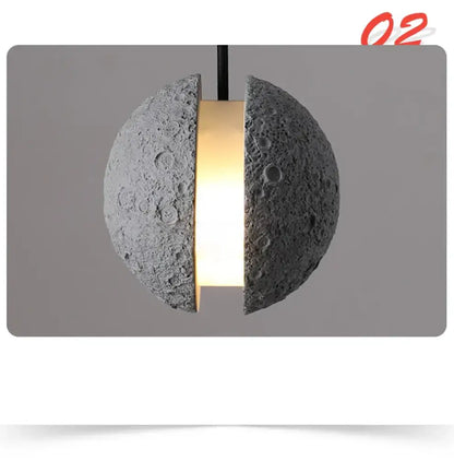 Industrial cement pendant light – gray moon star dining room lamp