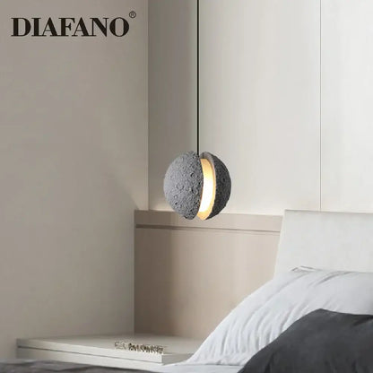 Industrial cement pendant light – gray moon star dining room lamp