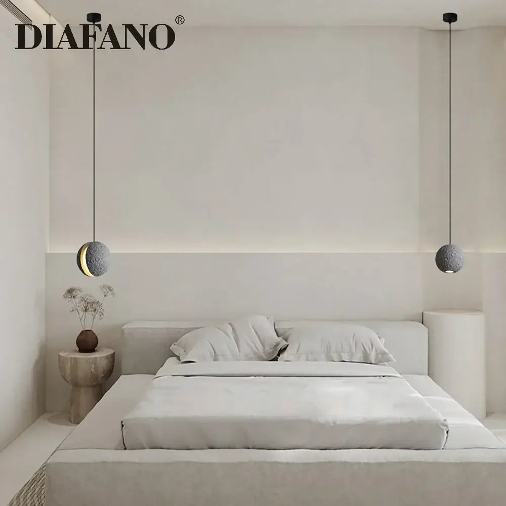 Industrial cement pendant light – gray moon star dining room lamp