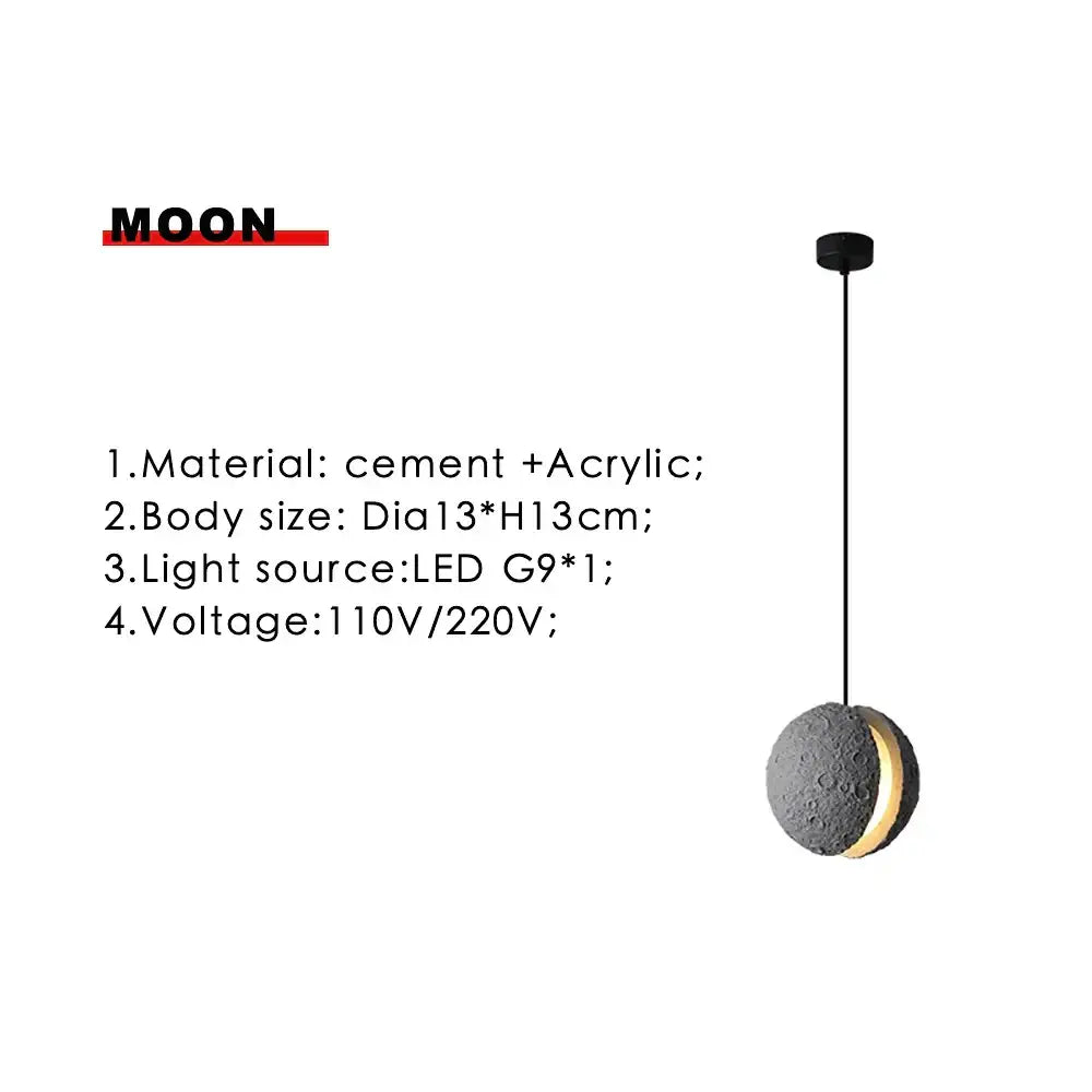 Industrial cement pendant light – gray moon star dining room lamp