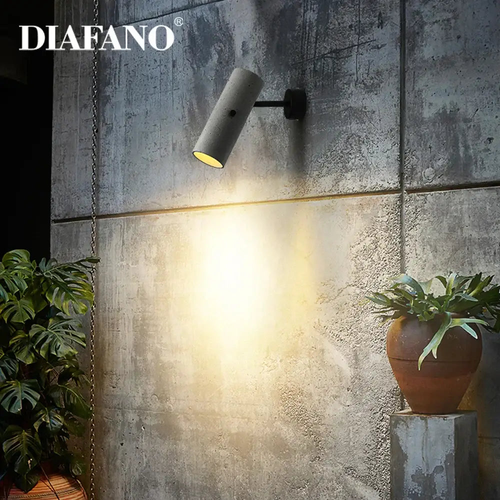 Industrial cement wall lamp – living room concrete sconce