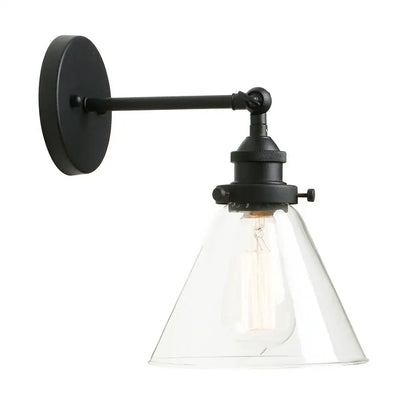 Industrial chrome glass shade wall sconce – bedroom light fixture