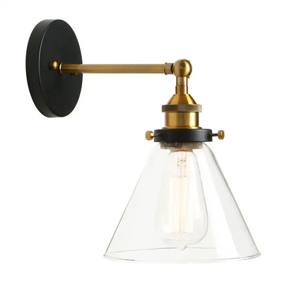 Industrial chrome glass shade wall sconce – bedroom light fixture