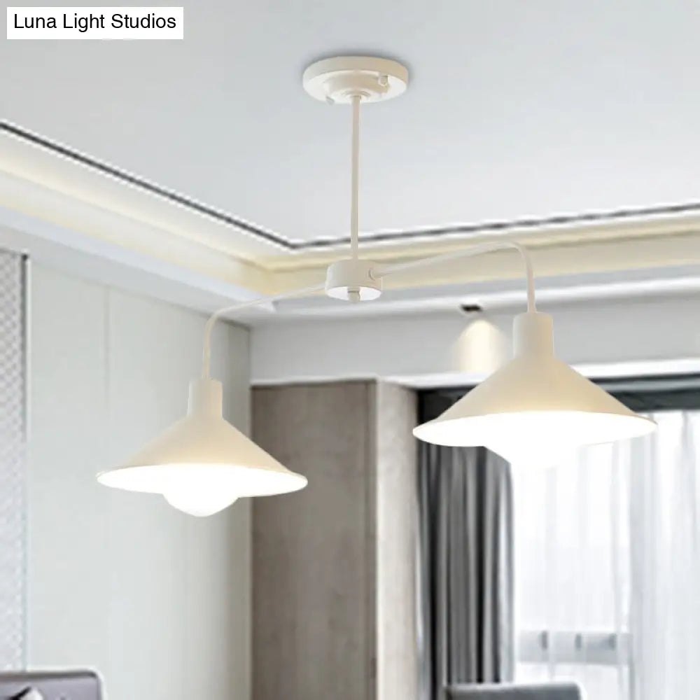 DecorBites™ Industrial Conic Pendant Light - Black/White, Stylish Metallic, 2 Heads with Angle Arm - Perfect for Kitchen Island Lighting
