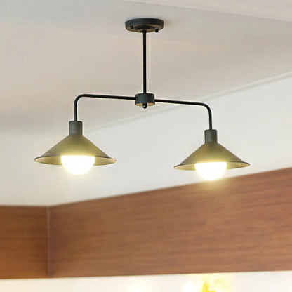 DecorBites™ Industrial Conic Pendant Light - Black/White, Stylish Metallic, 2 Heads with Angle Arm - Perfect for Kitchen Island Lighting