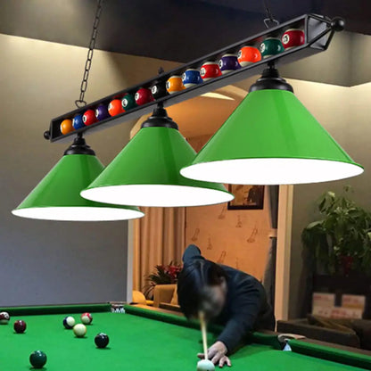 DecorBites™ Industrial Conical Metal Billiard Lamp with Country Club Island Light & Rolled Edge