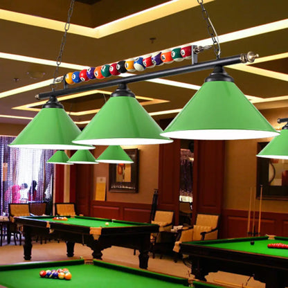 DecorBites™ Industrial Conical Metal Billiard Lamp with Country Club Island Light & Rolled Edge
