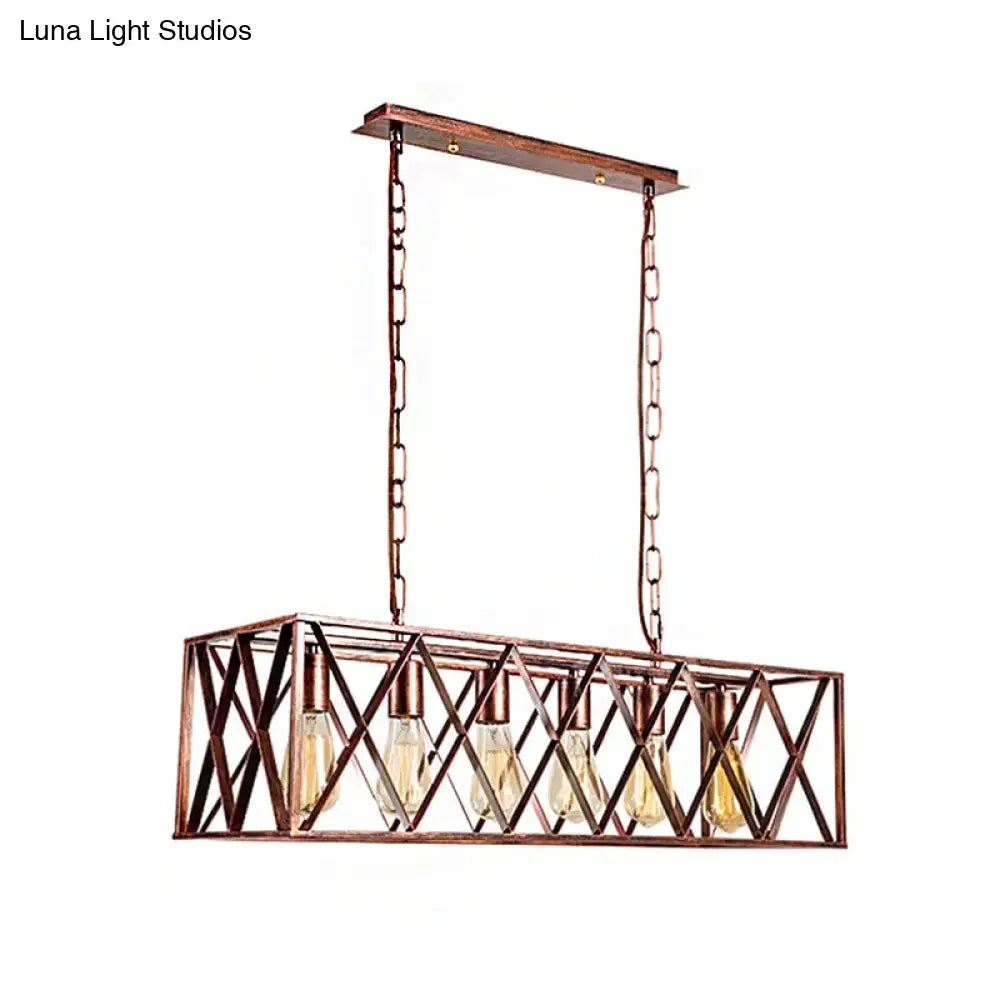 Industrial copper 5 light chandelier dining room island light