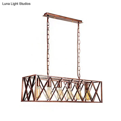 Industrial copper 5 light chandelier dining room island light