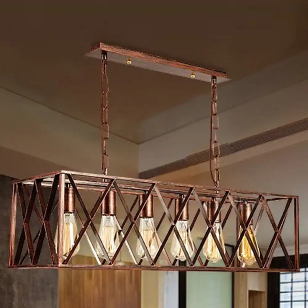 Industrial copper 5 light chandelier dining room island light
