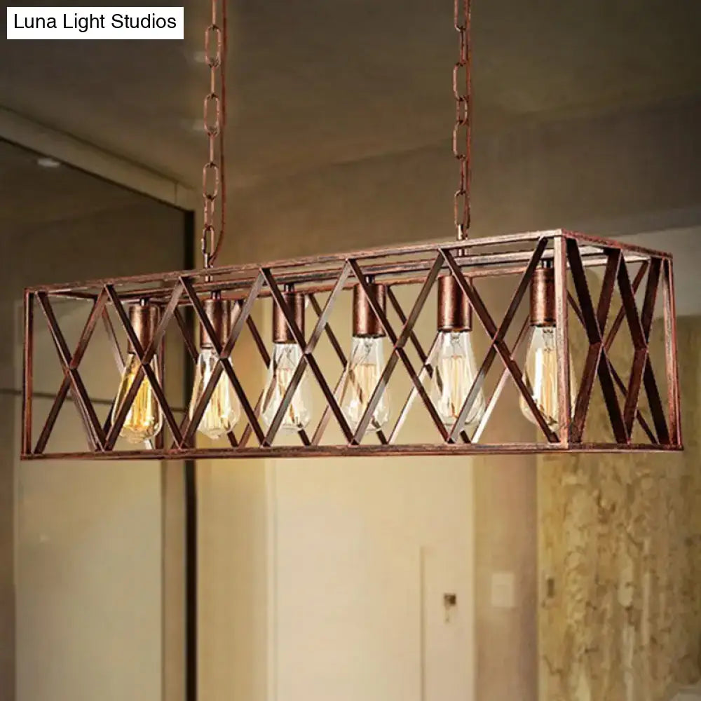 Industrial copper 5 light chandelier dining room island light