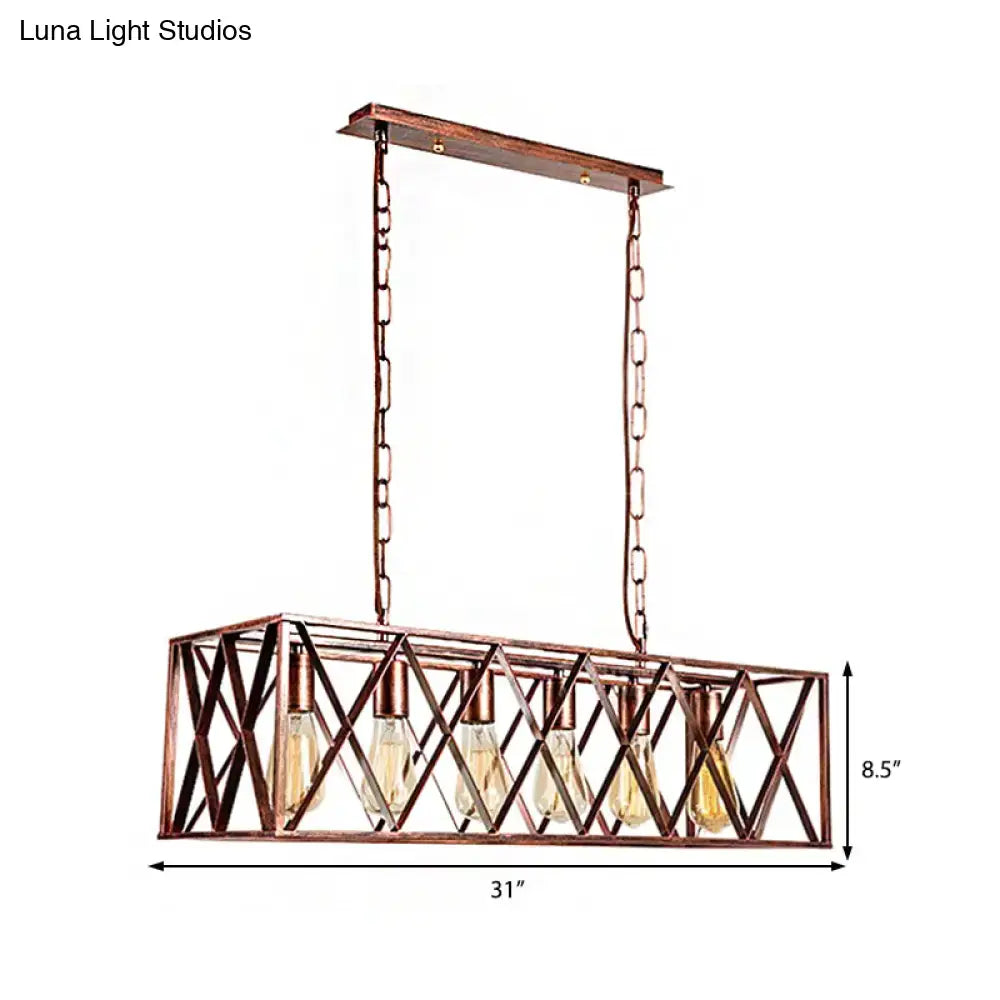 Industrial copper 5 light chandelier dining room island light