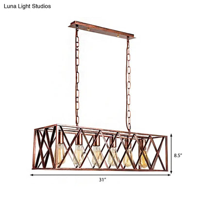 Industrial copper 5 light chandelier dining room island light