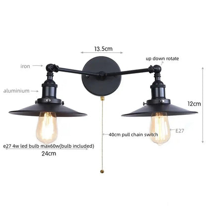 Industrial copper dual head pink led wall light for bedroom