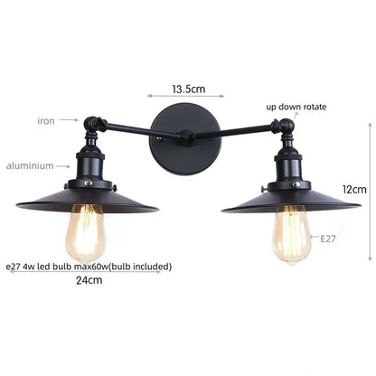 Industrial copper dual head pink led wall light for bedroom