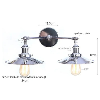 Industrial copper dual head pink led wall light for bedroom
