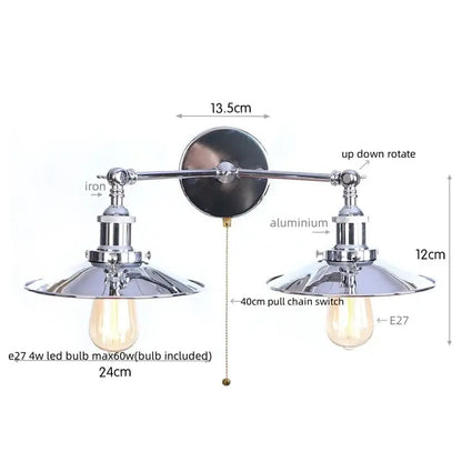 Industrial copper dual head pink led wall light for bedroom
