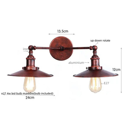 Industrial copper dual head pink led wall light for bedroom