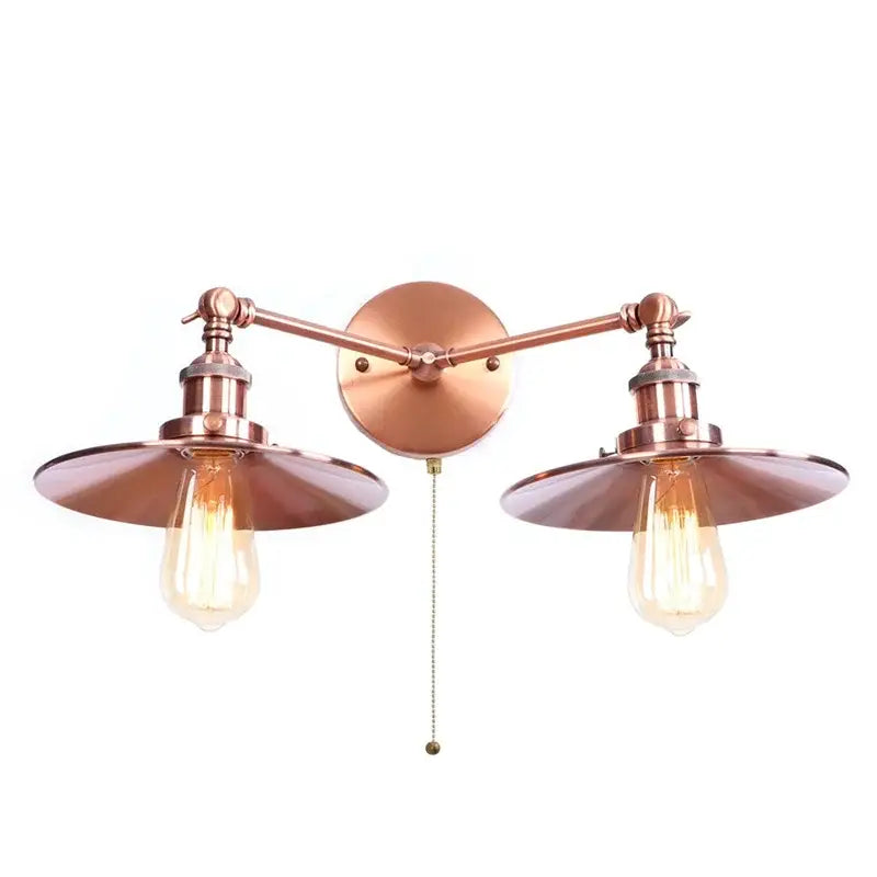 Industrial copper dual head pink led wall light for bedroom