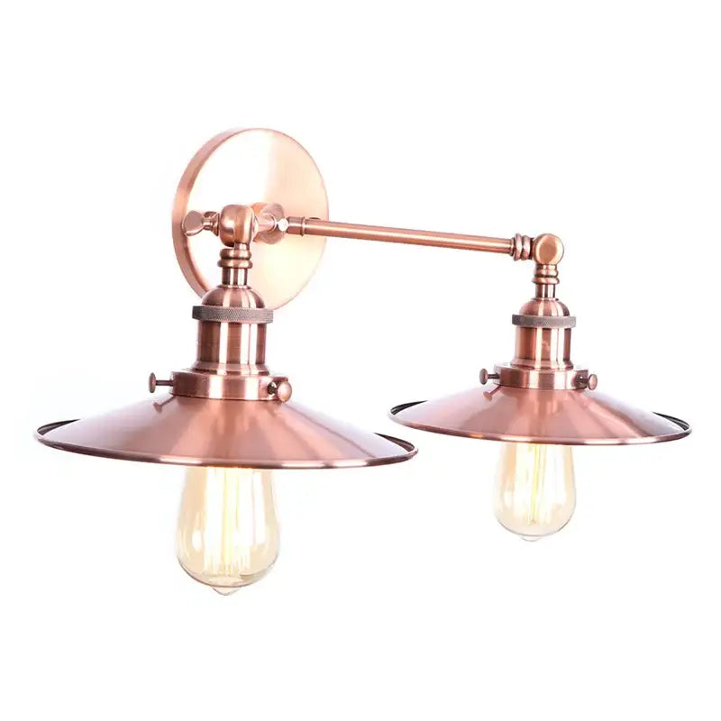 Industrial copper dual head pink led wall light for bedroom