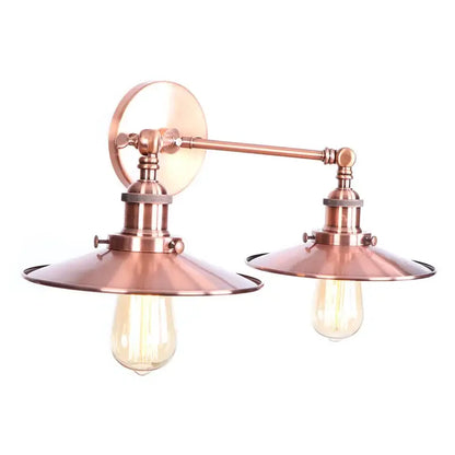 Industrial copper dual head pink led wall light for bedroom