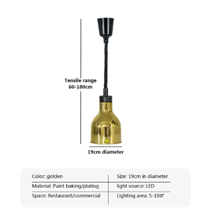 Industrial copper electric food heat lamp kitchen pendant light