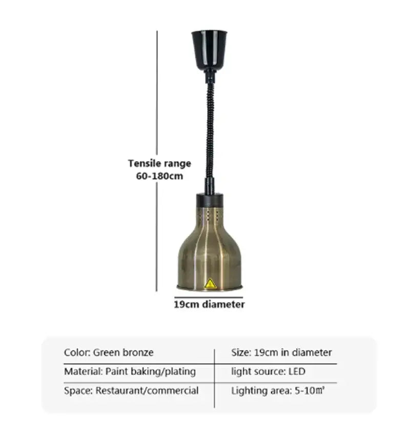 Industrial copper electric food heat lamp kitchen pendant light