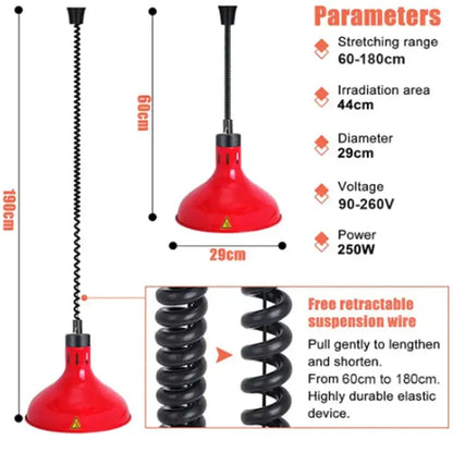 Industrial copper electric food heat lamp kitchen pendant light