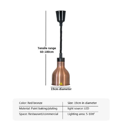 Industrial copper electric food heat lamp kitchen pendant light