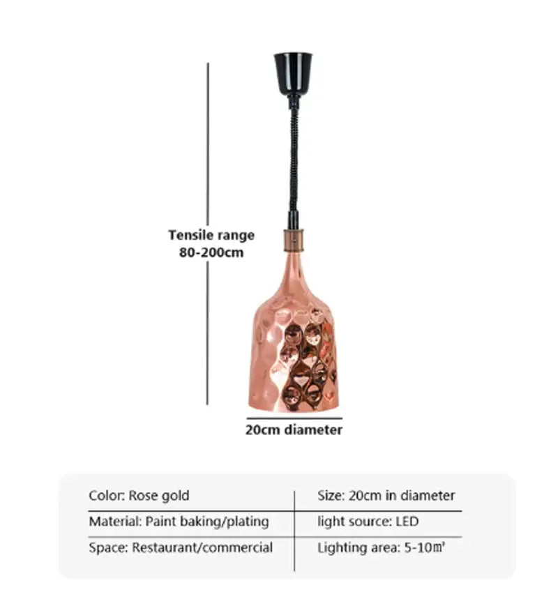 Industrial copper electric food heat lamp kitchen pendant light