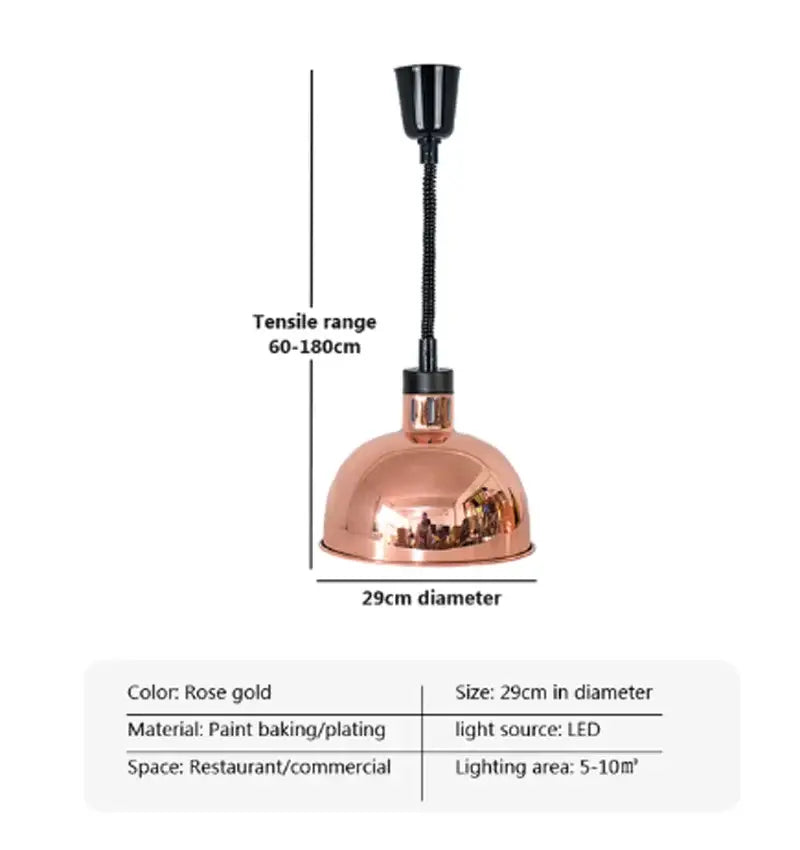 Industrial copper electric food heat lamp kitchen pendant light