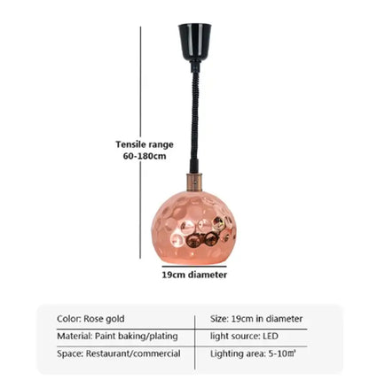 Industrial copper electric food heat lamp kitchen pendant light