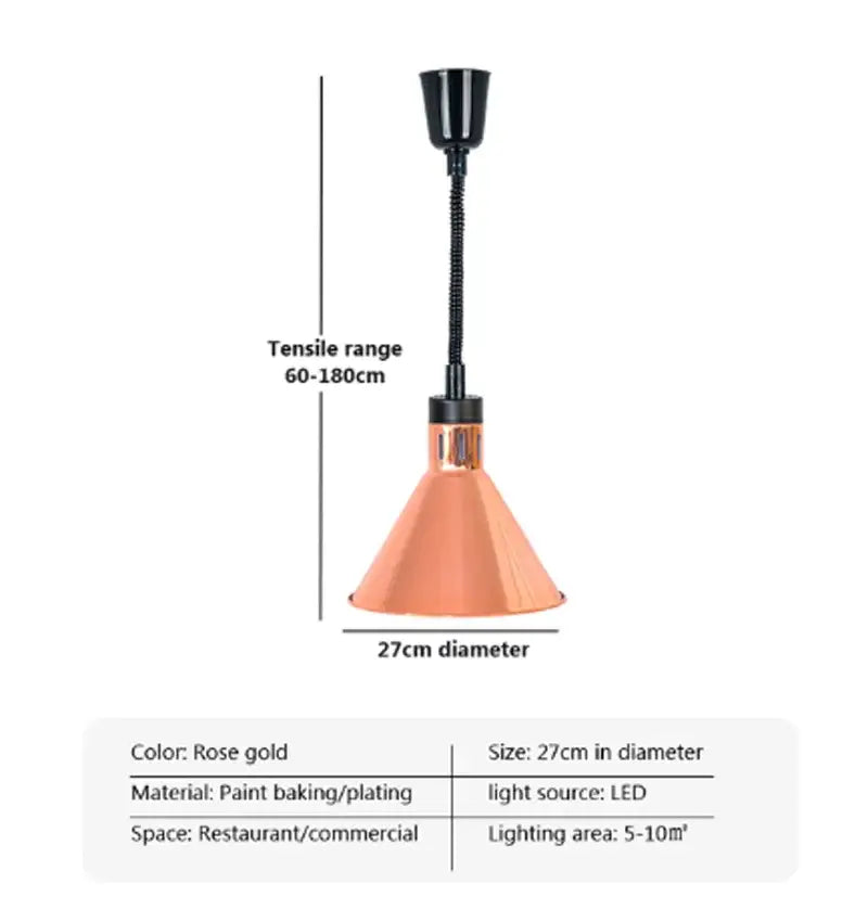 Industrial copper electric food heat lamp kitchen pendant light