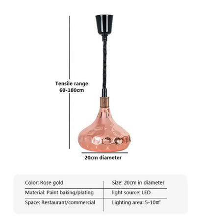 Industrial copper electric food heat lamp kitchen pendant light