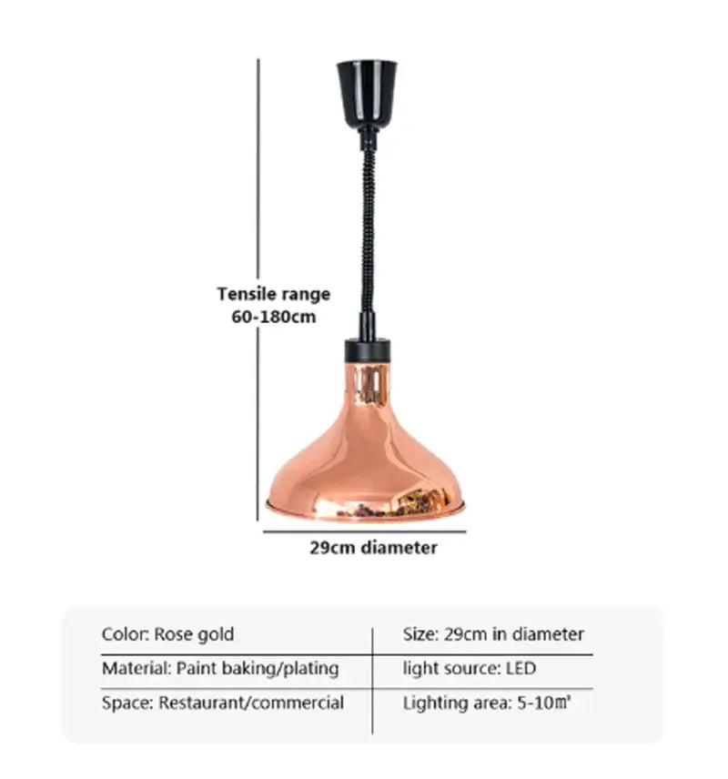 Industrial copper electric food heat lamp kitchen pendant light