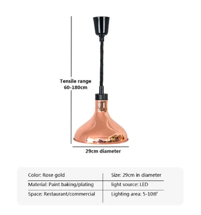 Industrial copper electric food heat lamp kitchen pendant light