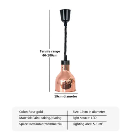 Industrial copper electric food heat lamp kitchen pendant light